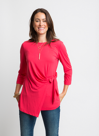 ADJUSTABLE FAUX WRAP TOP IN GERANIUM