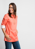 VIVID CORAL COTTON TUNIC TOP