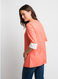 VIVID CORAL COTTON TUNIC TOP