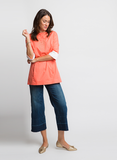 VIVID CORAL COTTON TUNIC TOP