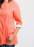 VIVID CORAL COTTON TUNIC TOP